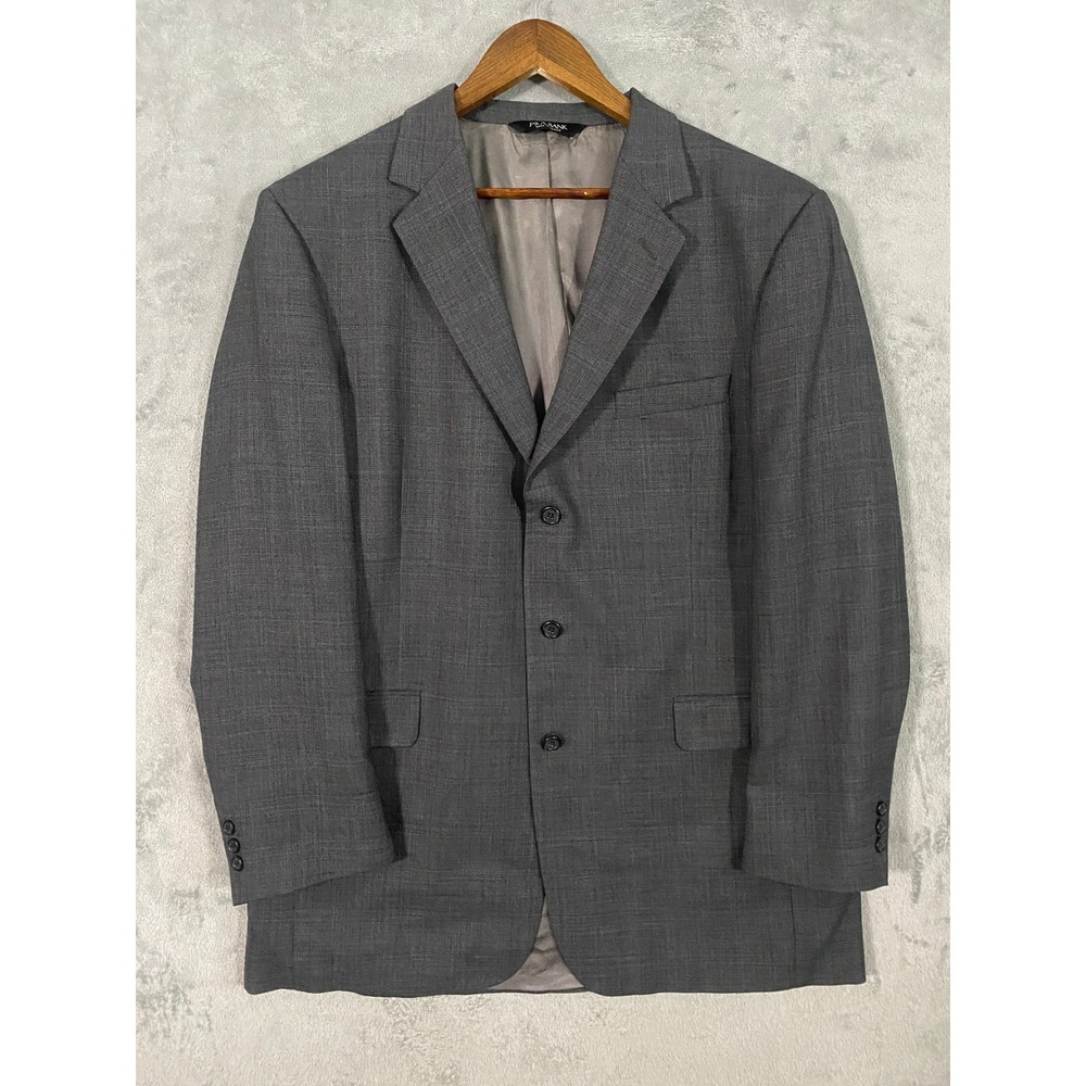 Jos. A. Bank Blazer 44L Grey Glen Check Plaid 3-Button Single Vent Sport Coat